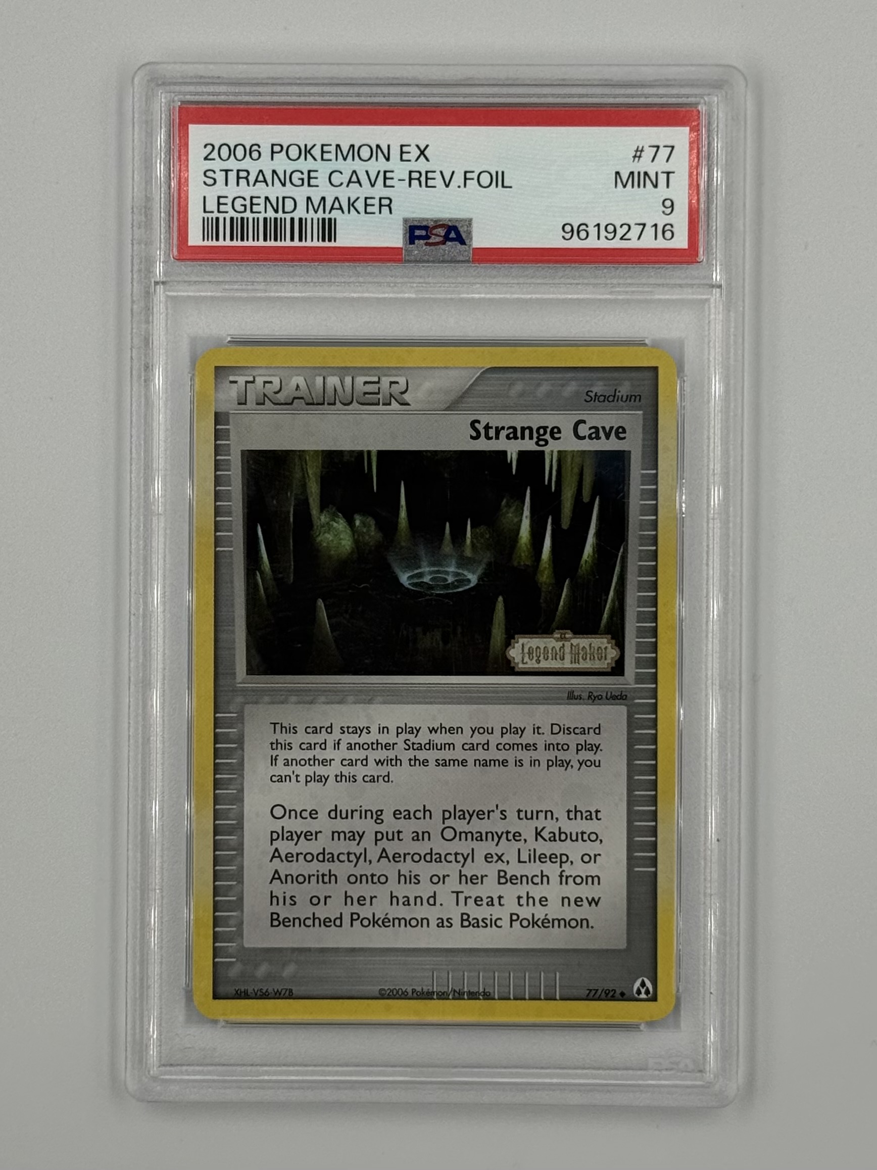 Strange Cave Rev. Holo Stamped 77/92 PSA 9 - Billede 1